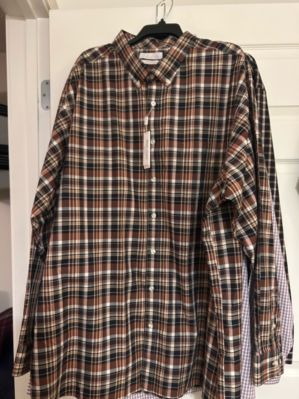 Black Label Men's Brown and Black Plaid Button-Down Shirt